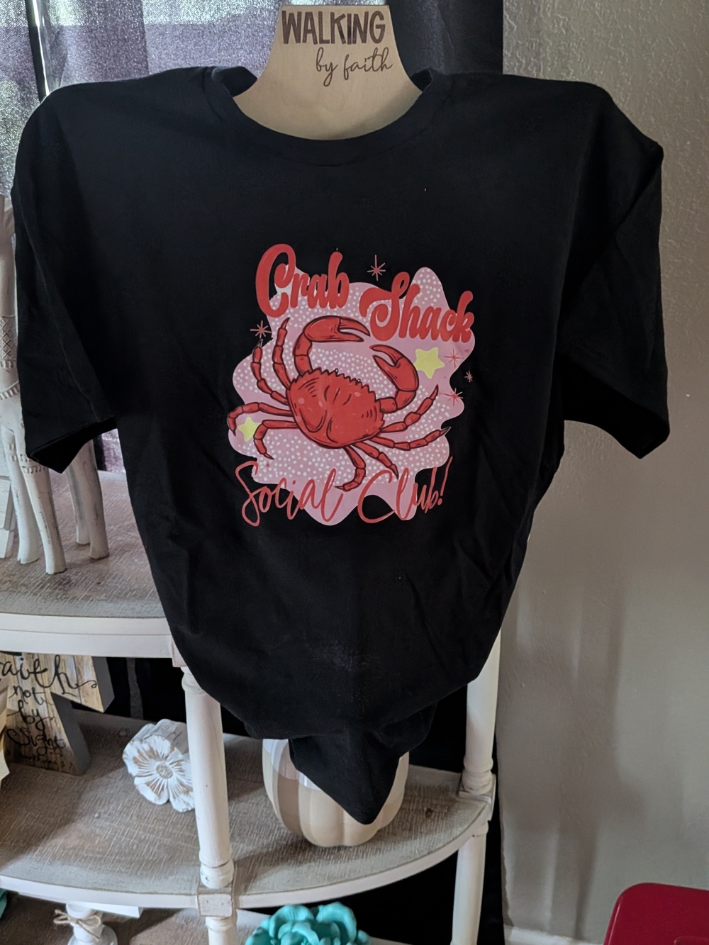 Gildan Black Tee with Red Crab Graphic